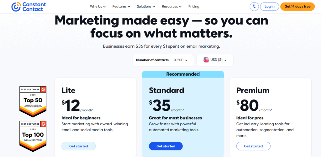 Pricing & Plans,constant contact review